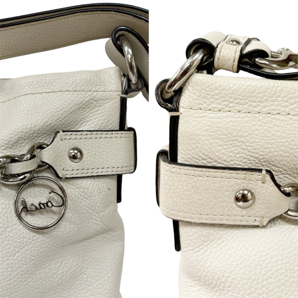 Coach Ivory White Leather Bag with Silver Hardware Style F19722 - Picture 4 of 16